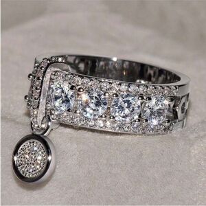 STERLING SILVER DIAMOND CHARM RING 💍